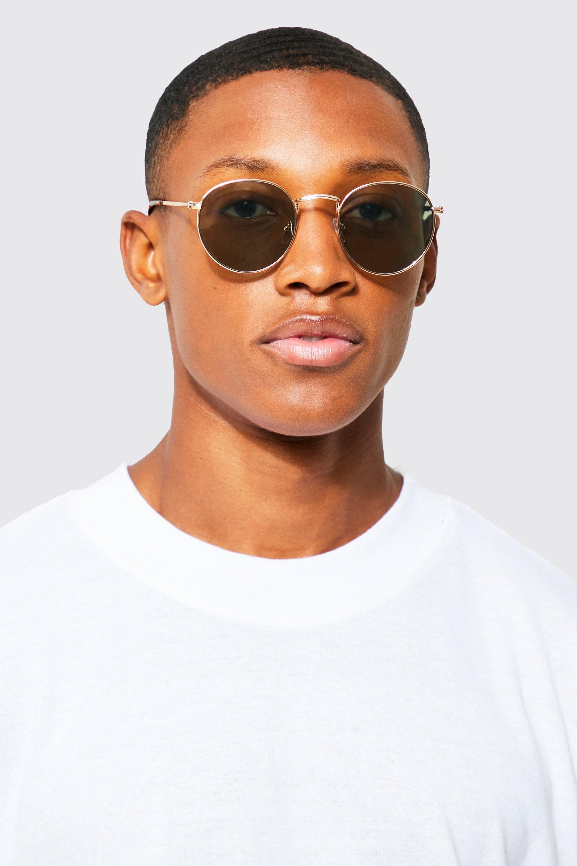 Round sunglasses men gold online