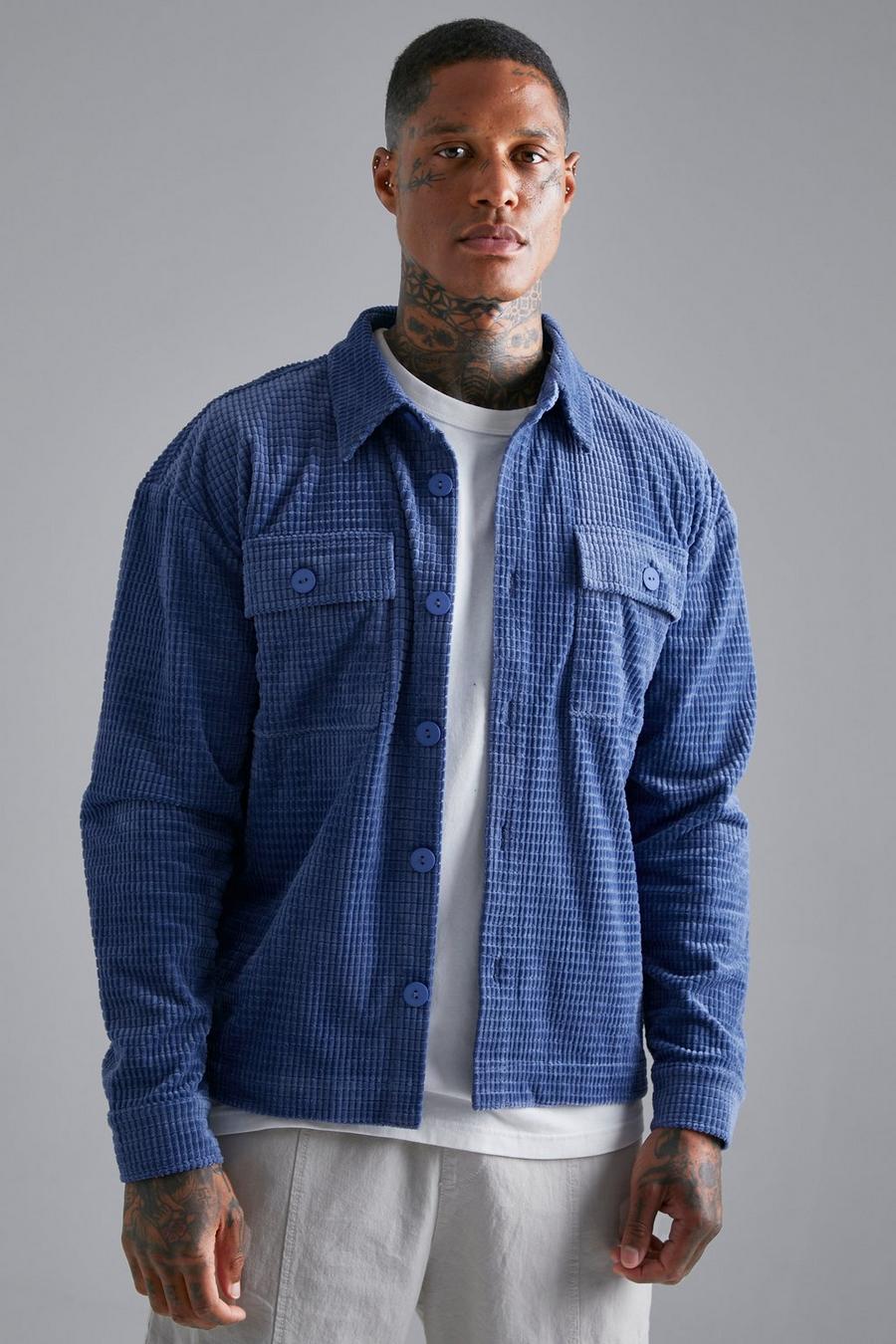 Cobalt Boxy Quilted Cord Overshirt image number 1