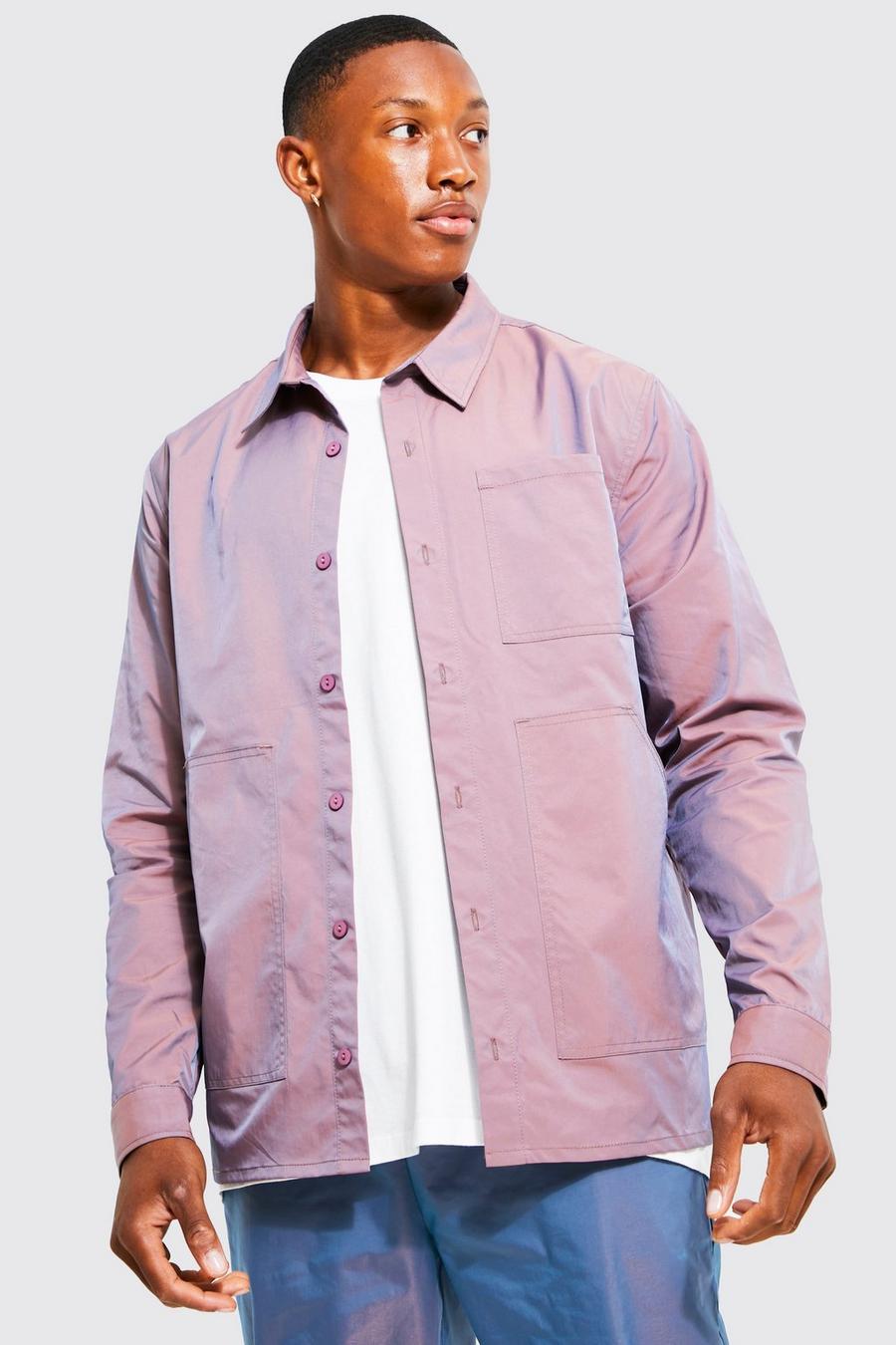 Purple Nylon 3 Pocket Overshirt image number 1