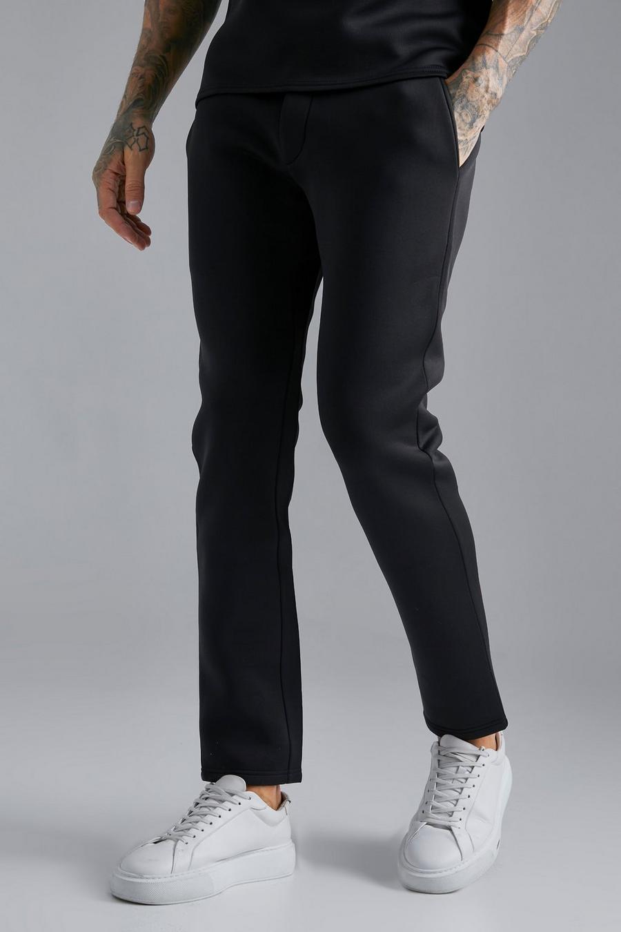 Pantalón entallado pitillo elegante de neopreno, Black image number 1