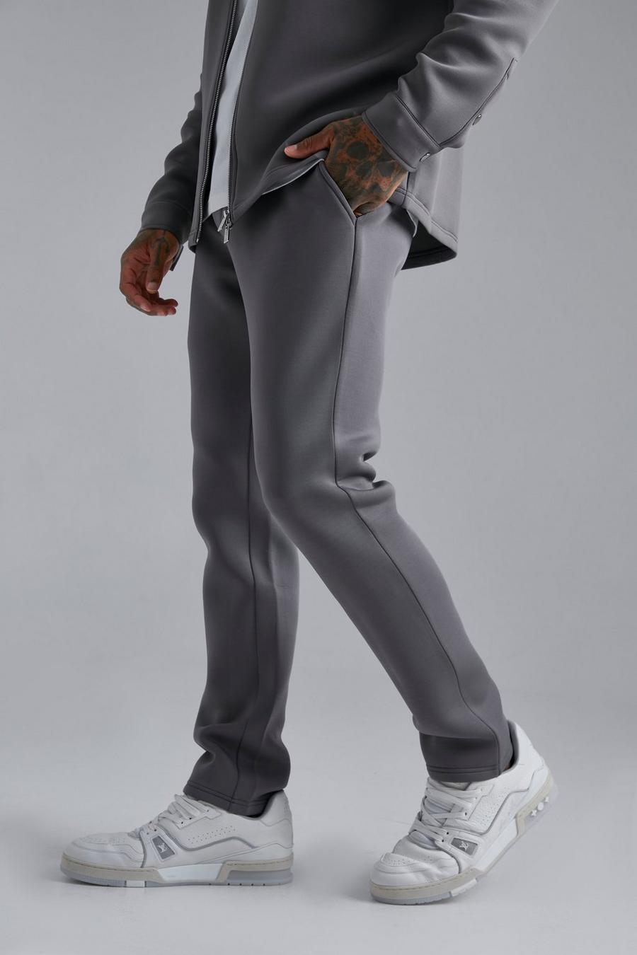 Grey Skinny Neoprene Smart Tailored Trouser
