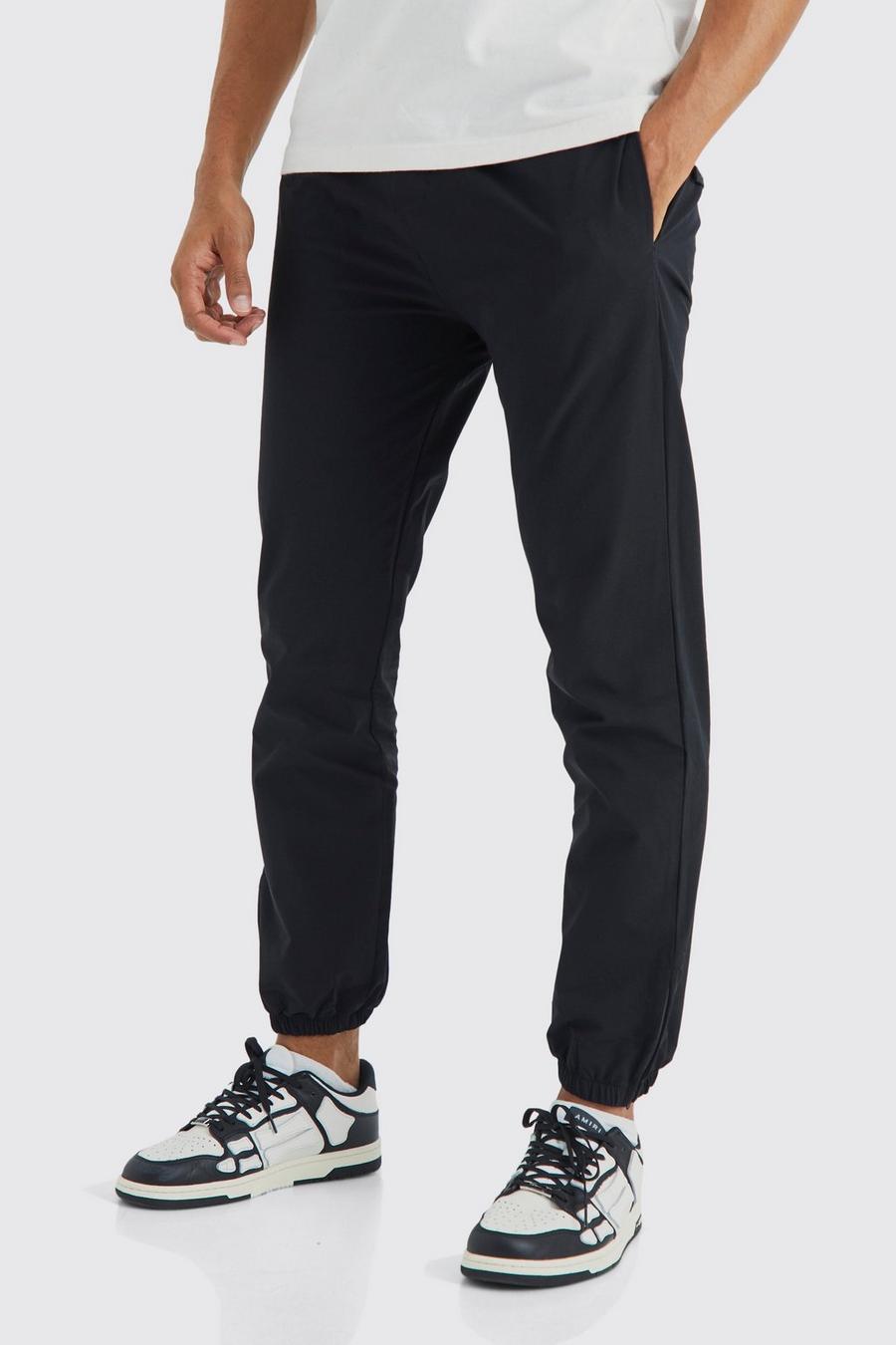 Pantaloni Slim Fit in Stretch tecnico, Black negro