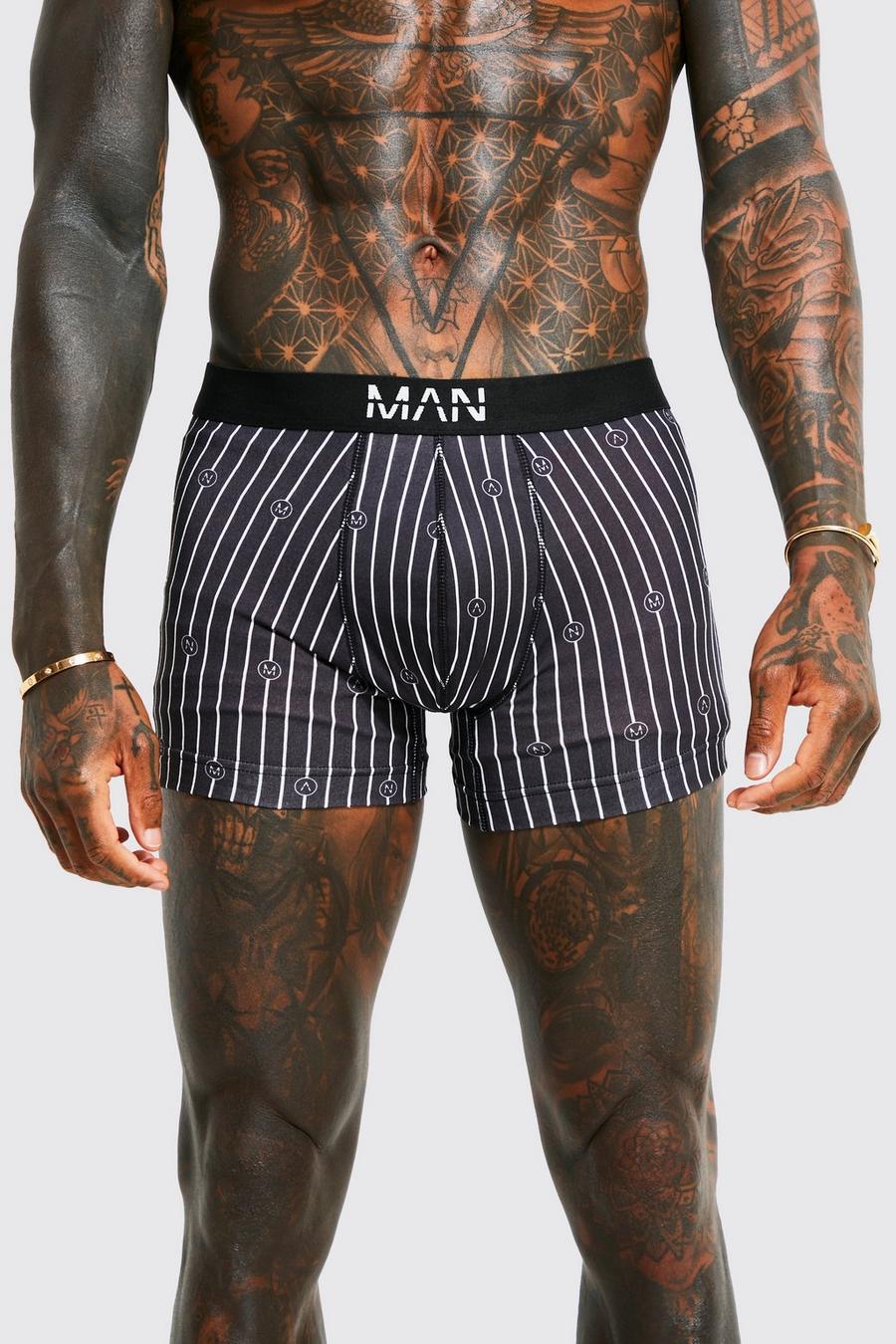 Black Man Dash Stripe Print Boxer image number 1
