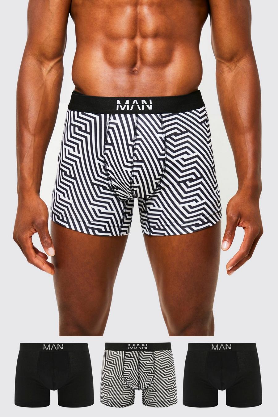 New Fashion Mens Geometric Printed Cotton Boxers Pack Of 3