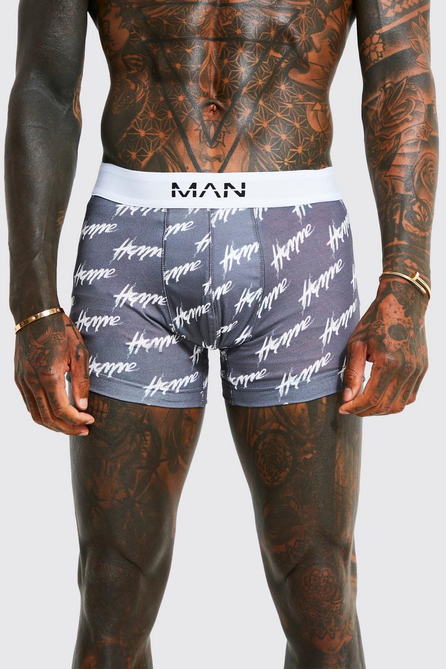 Charcoal grey Man Dash Homme Print Boxer image number 1