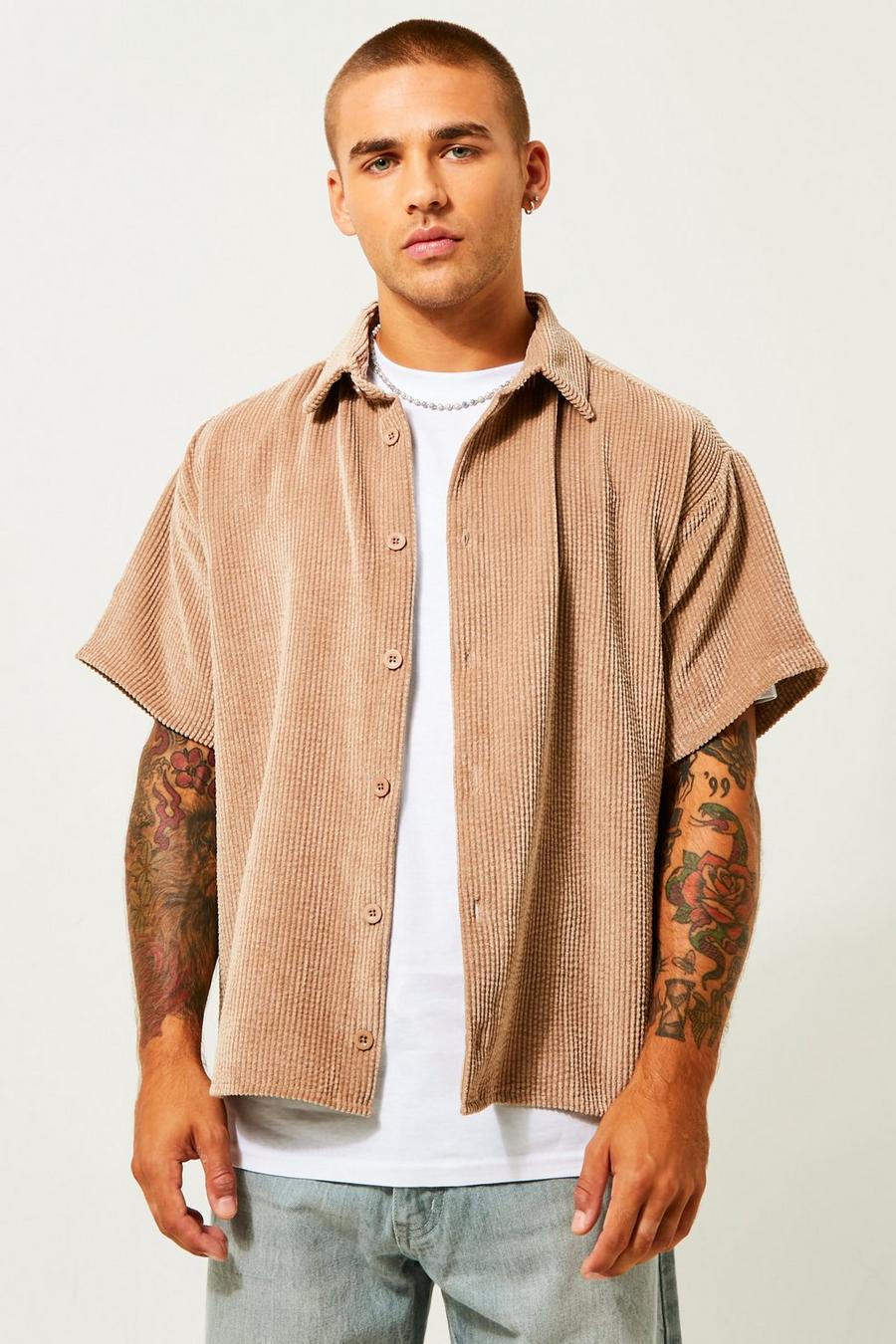 Sand Boxy Fit Cord Shirt image number 1