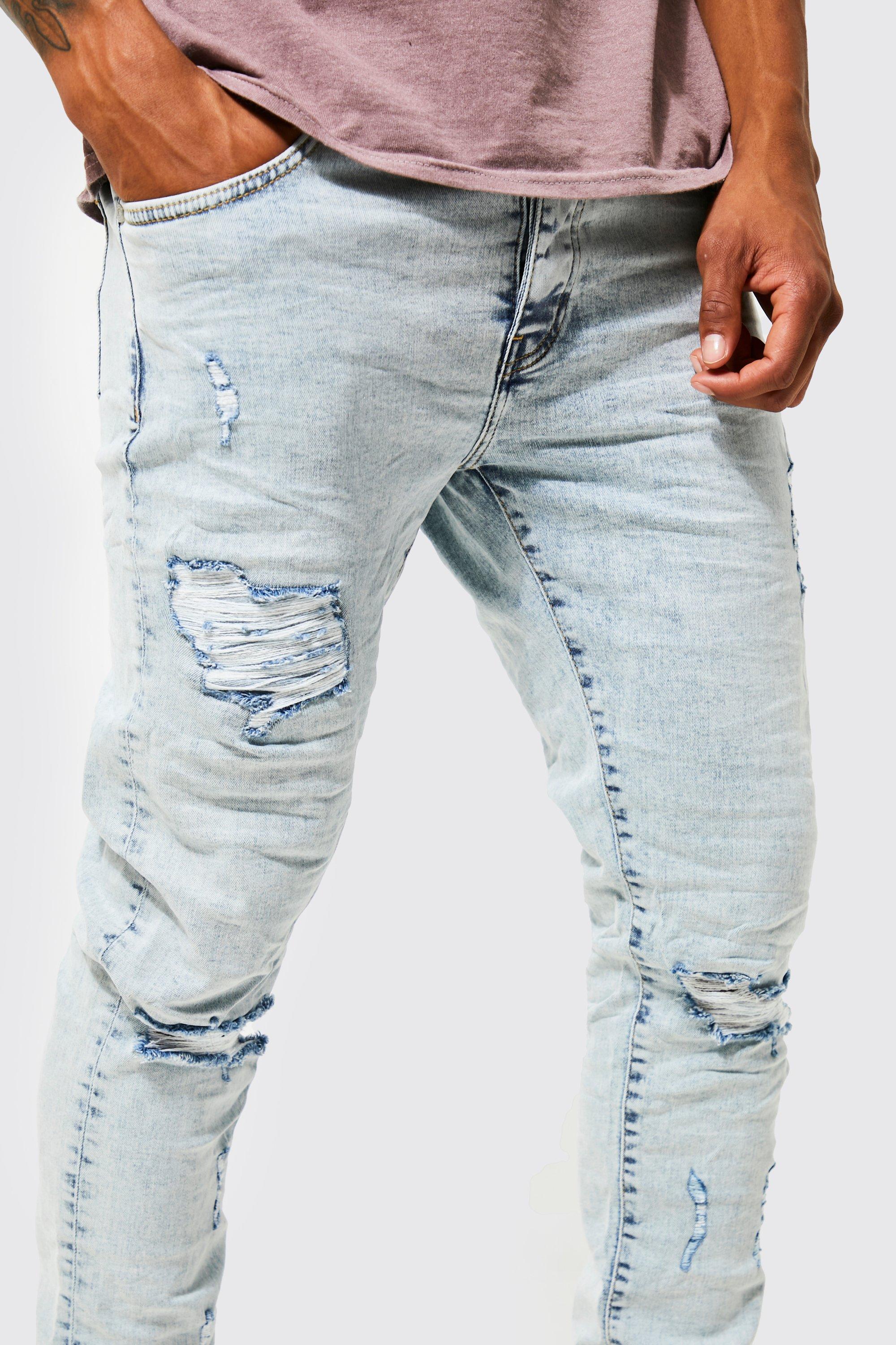 Vlieger Luxe eenvoudig Gekreukelde Stretch Skinny Jeans Met Gescheurde Knieën | boohoo