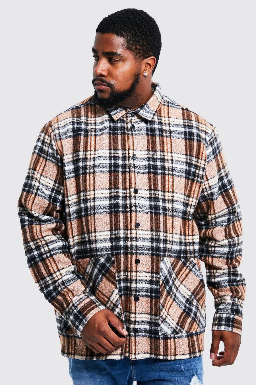Rust Plus Heavyweight Brushed Check Overshirt image number 1