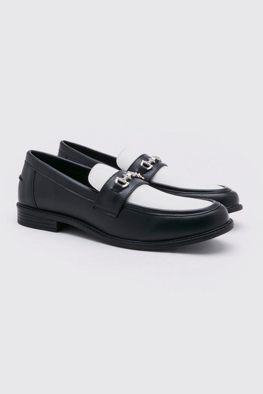Black Monochrome Penny Loafers Met Ketting Detail