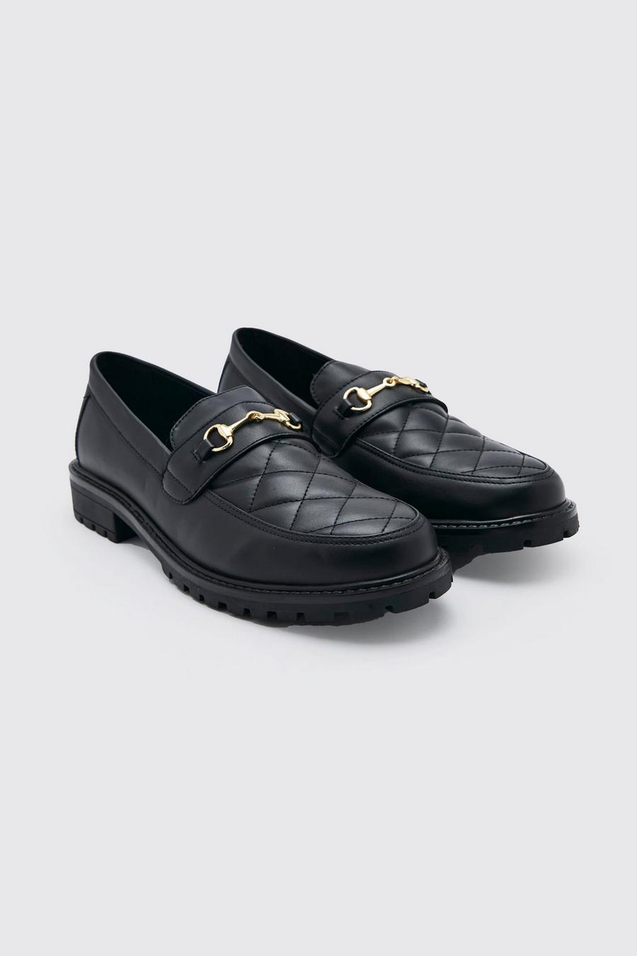 Black Quiltade loafers med spänne image number 1