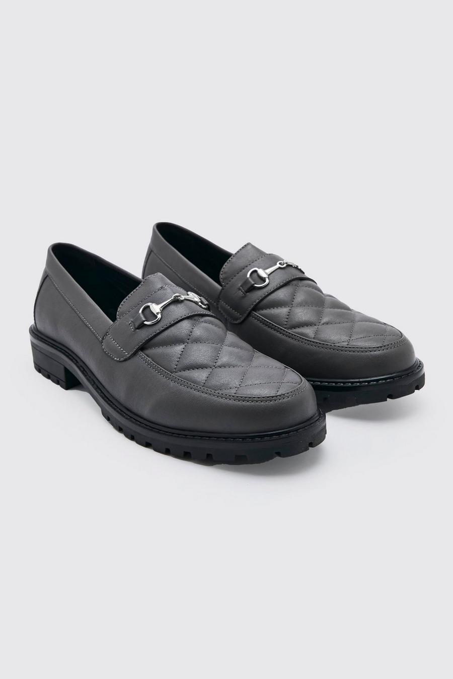 Charcoal Quiltade loafers med spänne image number 1