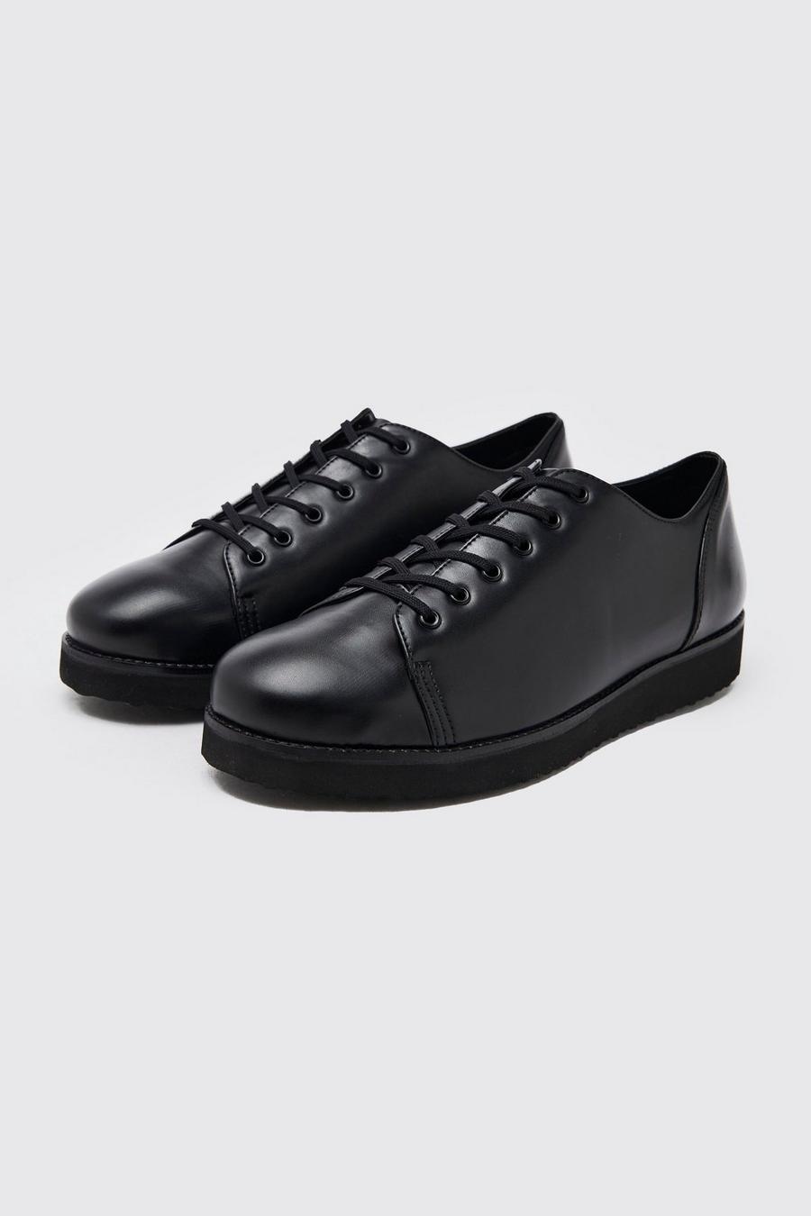 Black svart Faux Leather Shoe