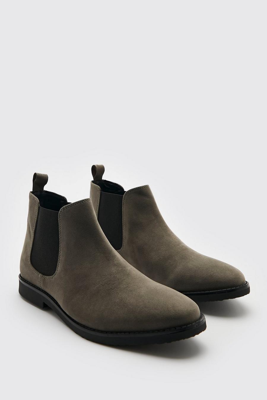Grey Faux Suede Chelsea Boot 