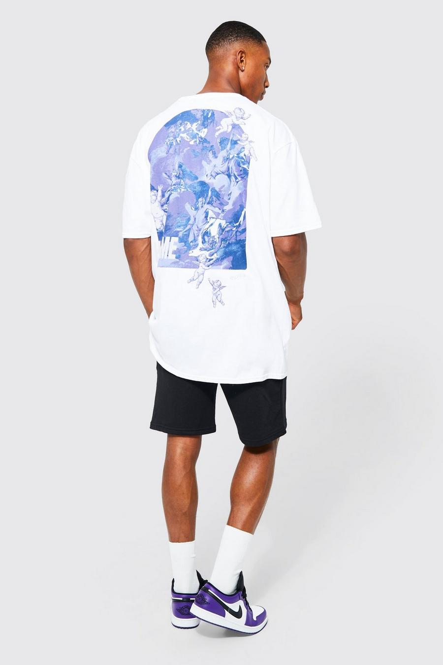 Oversize T-Shirt und Shorts mit Homme Print, White