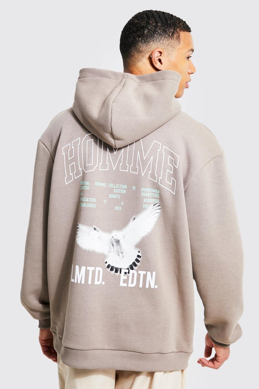 Stone Tall Oversized Dove Hoodie image number 1
