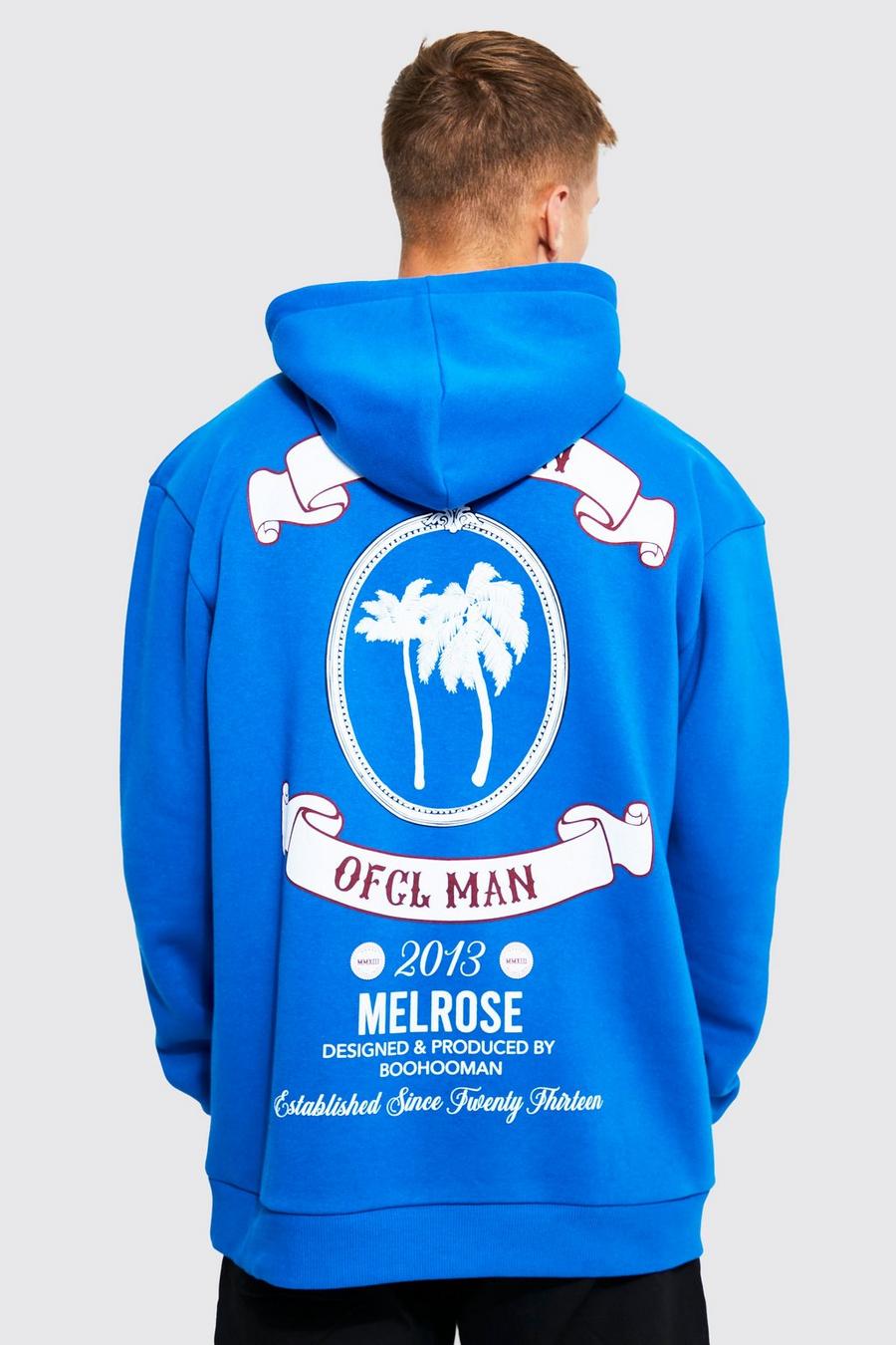 Cobalt Tall Oversized Palm Print Hoodie image number 1