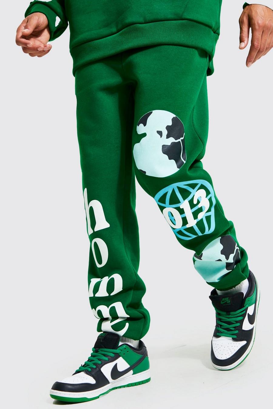 Green verde Tall Regular Fit Globe Puff Print Jogger