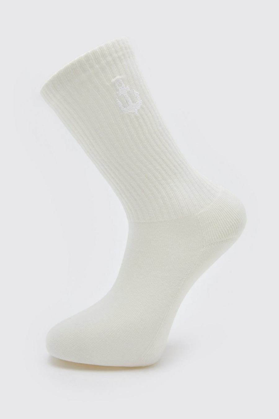 Ecru white 1 Pack Embroidered Anchor Sock
