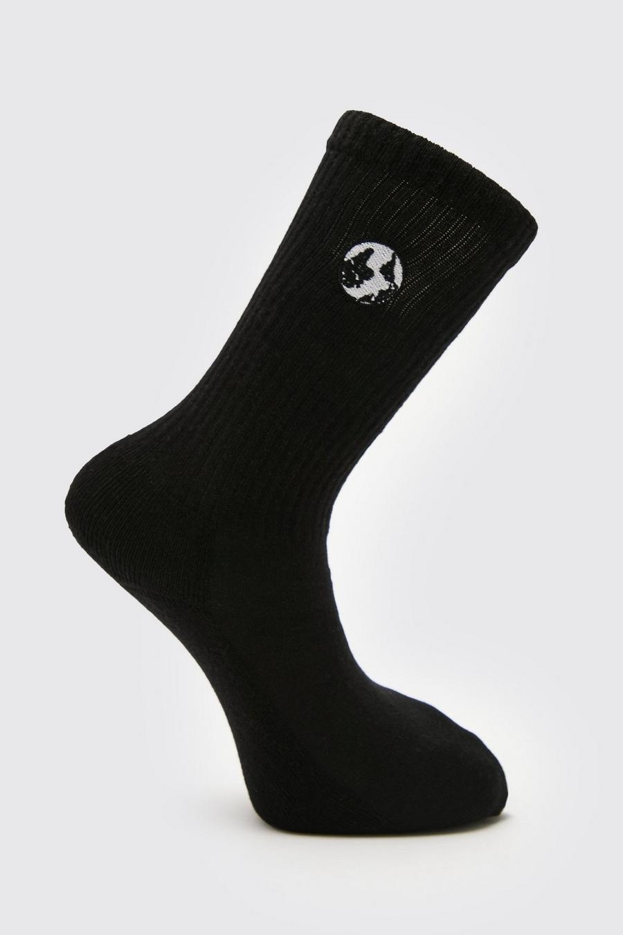 Black svart 1 Pack Embroidered Globe Sock