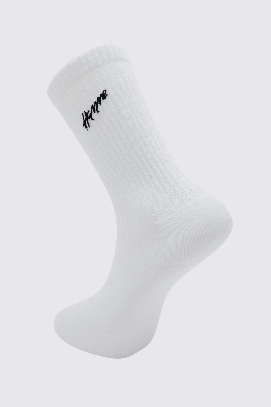 White 1 Pack Embroidered Homme Sock image number 1