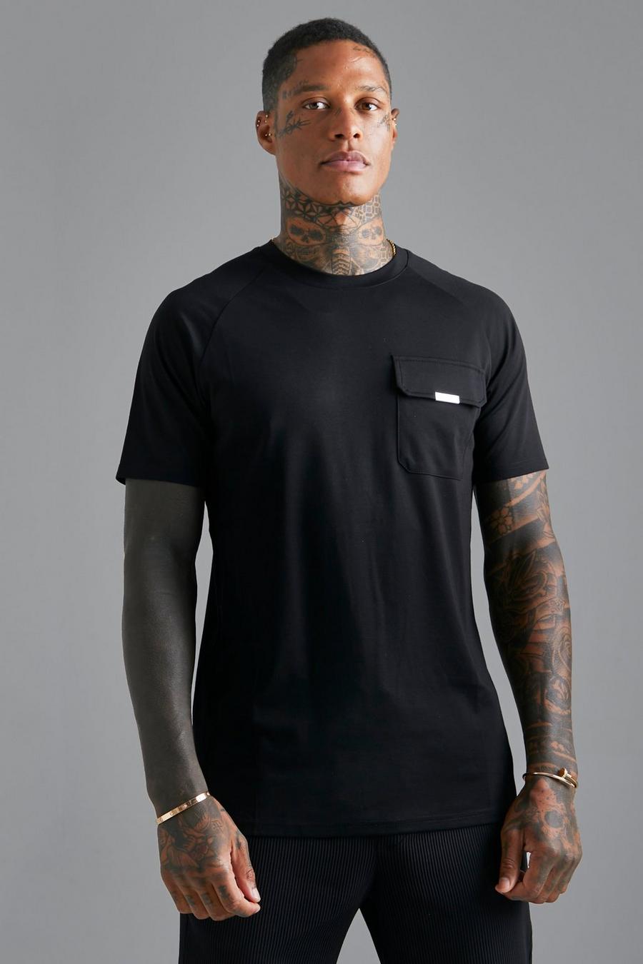 Black Luxe Cargo Slim Fit T Shirt image number 1