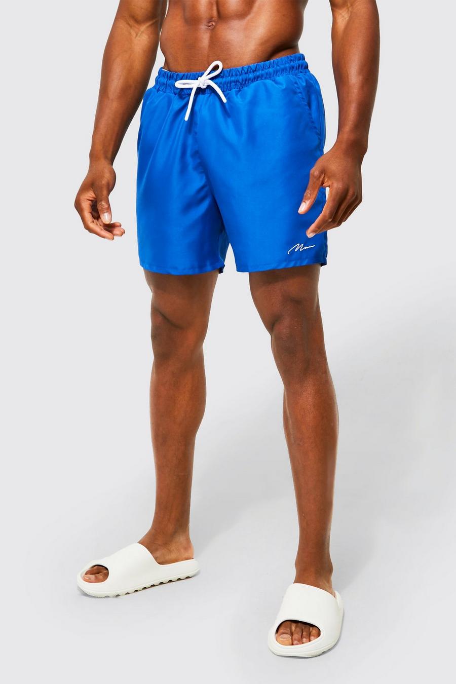 Royal blue Man Signature Mid Length Swim Shorts