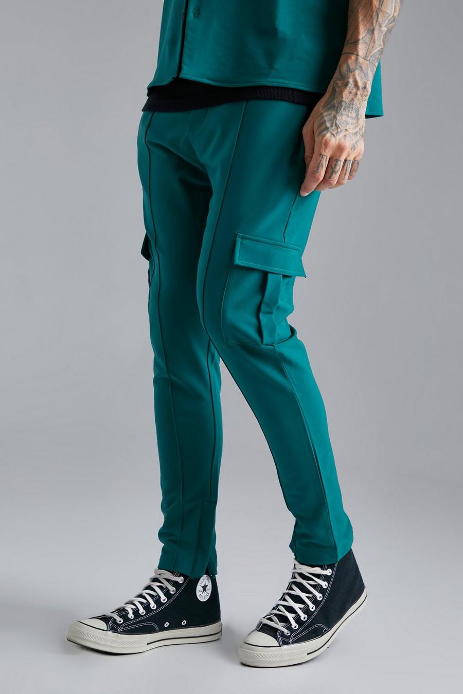 Forest verde Slim Fit Technical Stretch Cargo Trouser