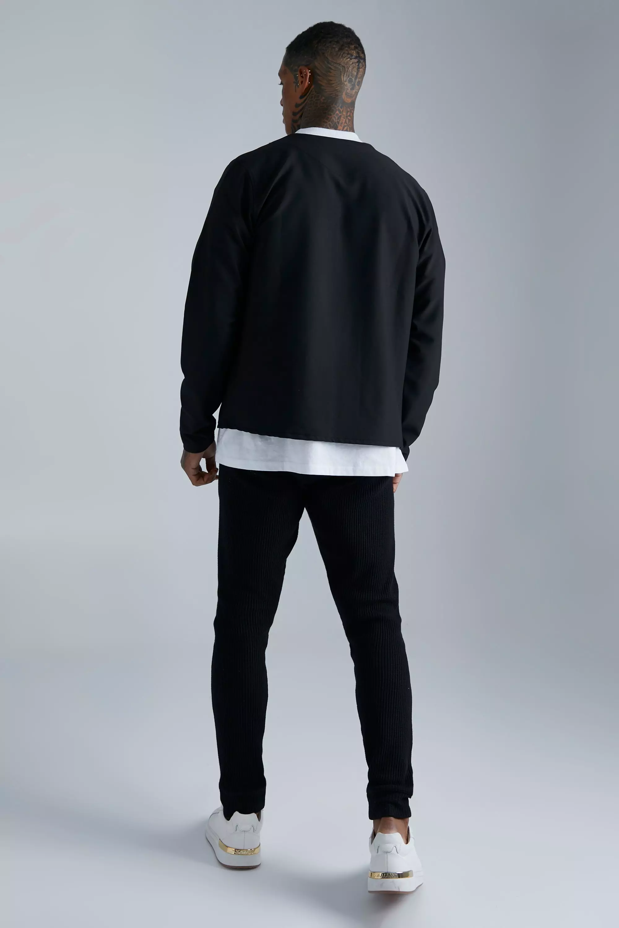 Black Technical Stretch Collarless Jacket alternative image