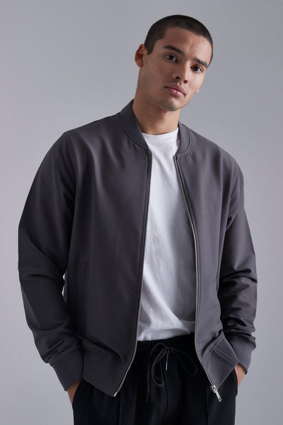 Charcoal Technical Stretch Bomber Jacket image number 1