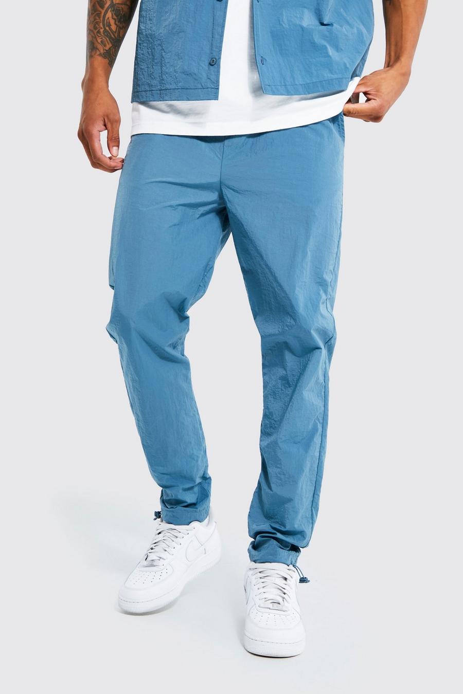 Pantalon slim froncé en nylon, Slate blue image number 1