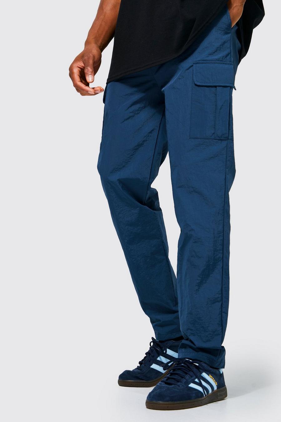 Pantalon cargo slim en nylon, Navy image number 1