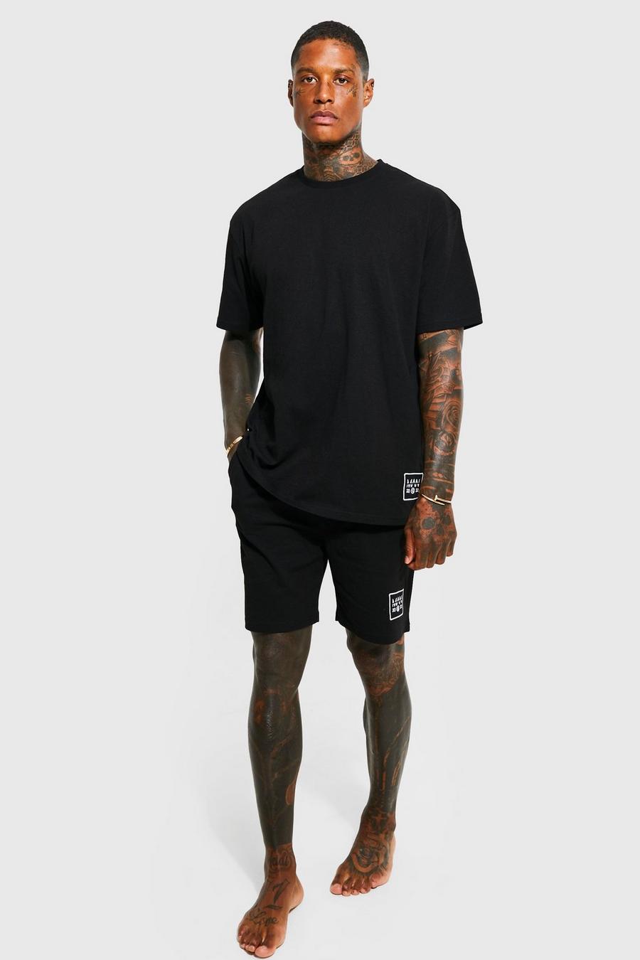 Black Man Loungewear Oversized Tee And Short Set image number 1