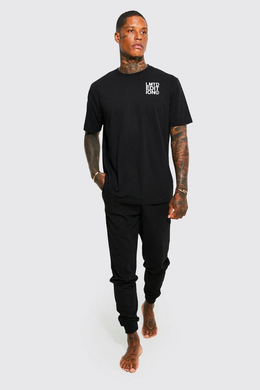 Black Limited Edition Loungewear Tee And Jogger Set