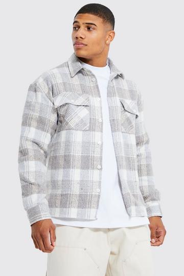 Boxy Brushed Check Overshirt ecru