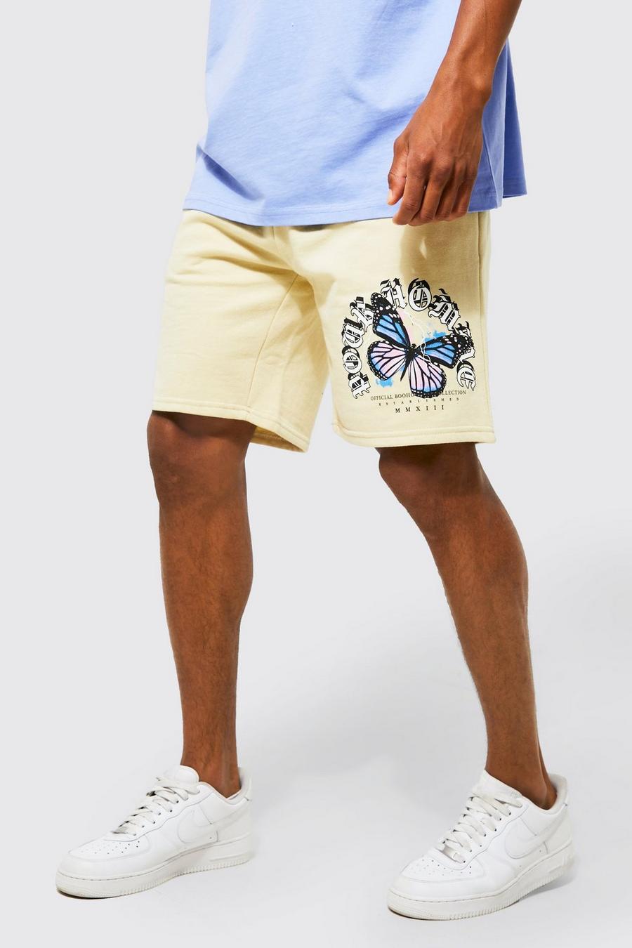 Sand Loose Fit Floral Jersey Shorts image number 1