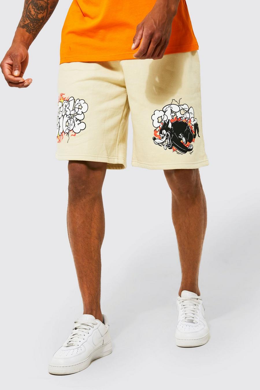 Sand Oversized Graphic Dog Jersey Shorts image number 1