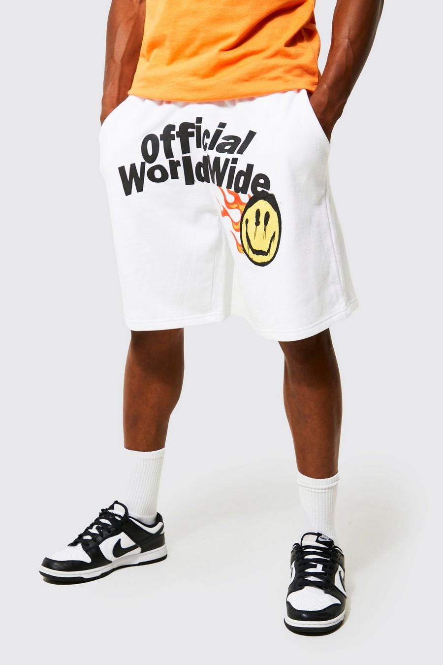 White Oversized Official Worldwide Jersey Shorts image number 1