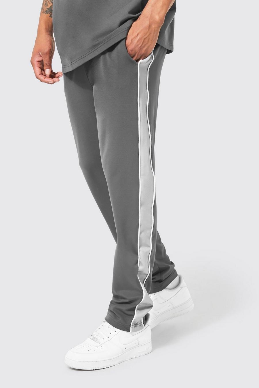 Pantaloni tuta Slim Fit in Scuba con pannelli laterali, Dark grey image number 1