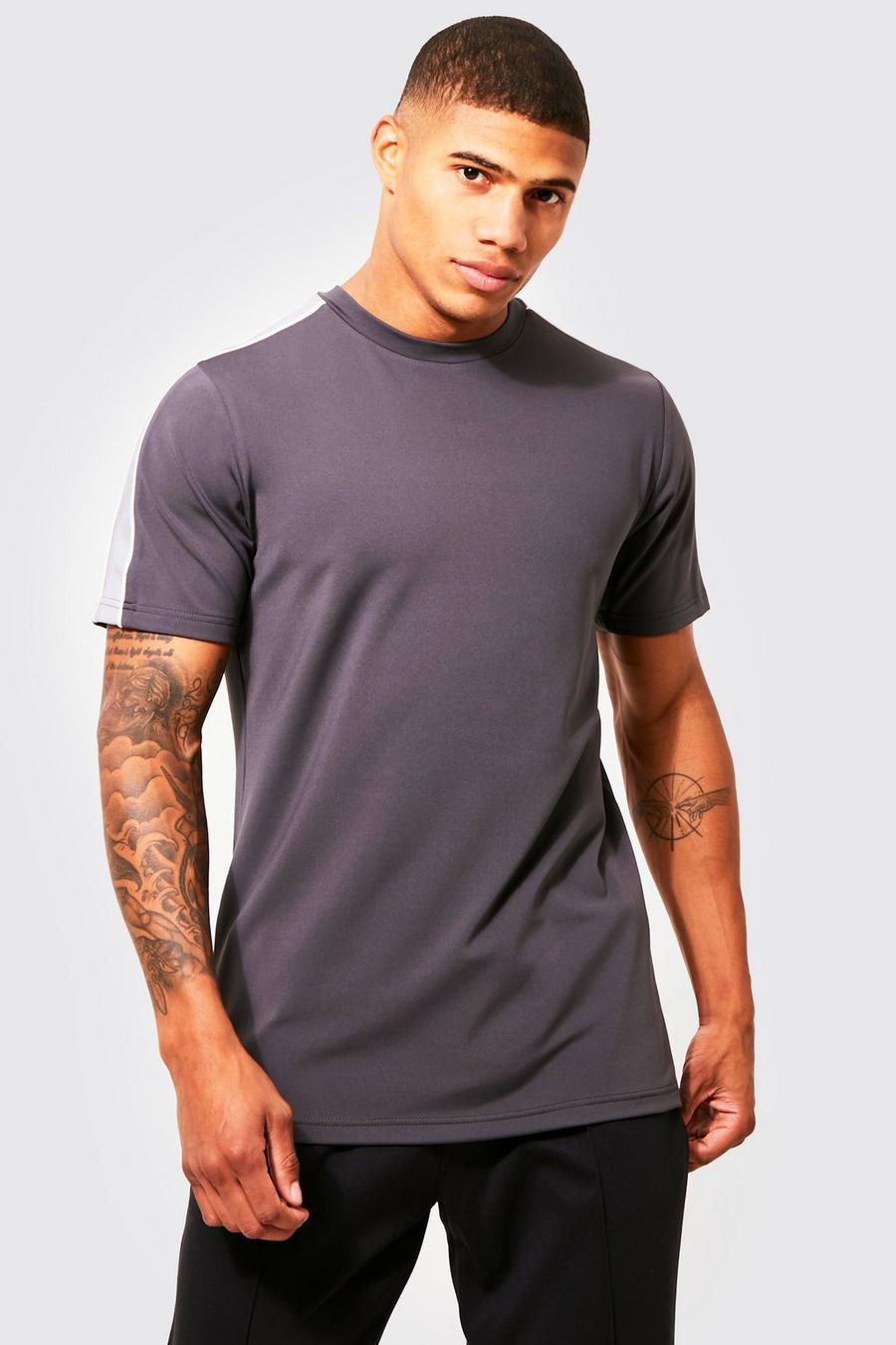 Dark grey Slim Fit Scuba T-shirt With Side Panel image number 1