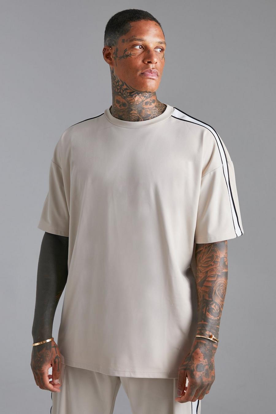 Sand beis Oversized Scuba T-shirt With Side Panel
