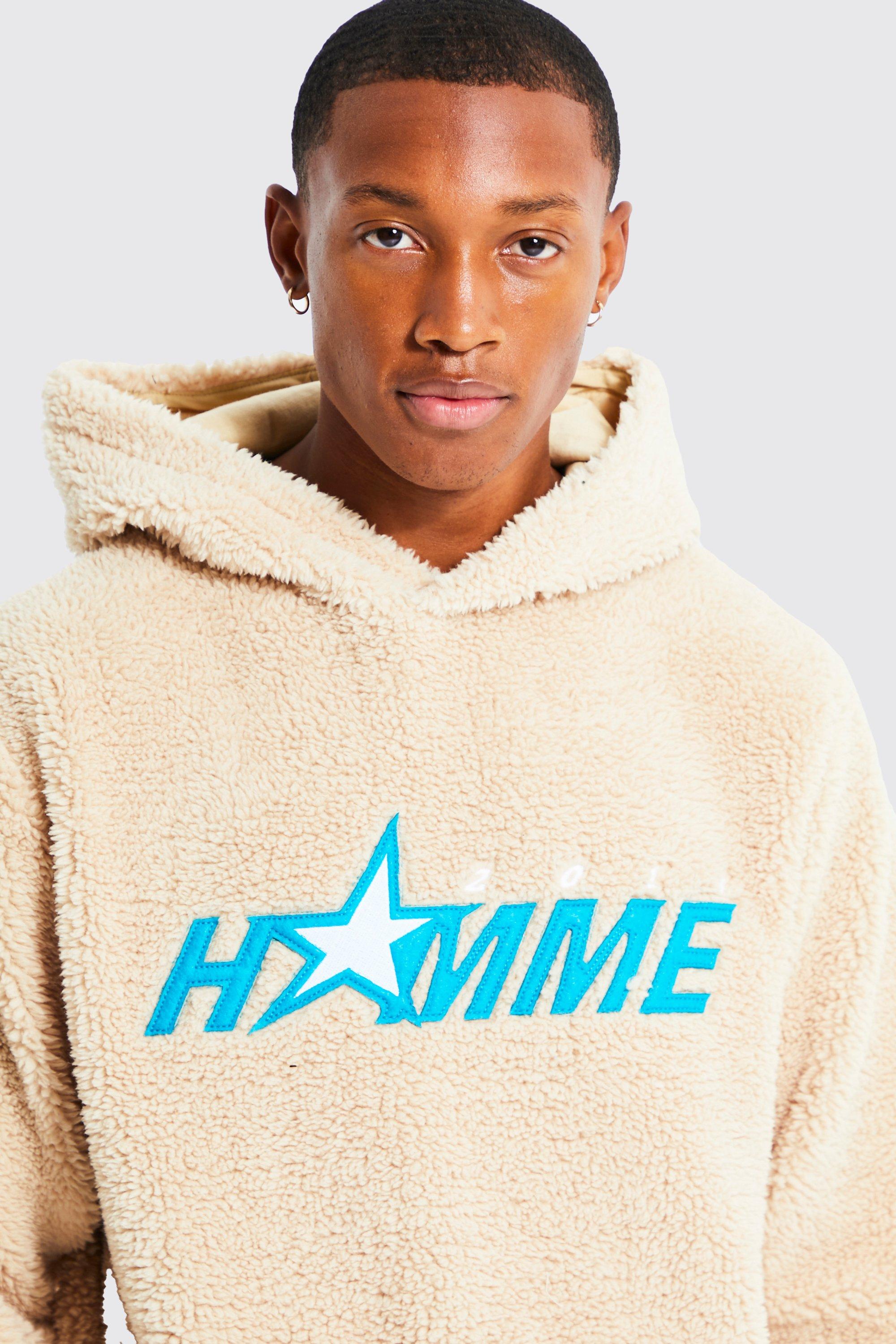 Borg Hoodie With Applique Badge boohoo IE