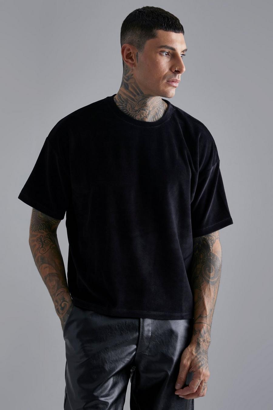 T-shirt oversize en velours, Black image number 1