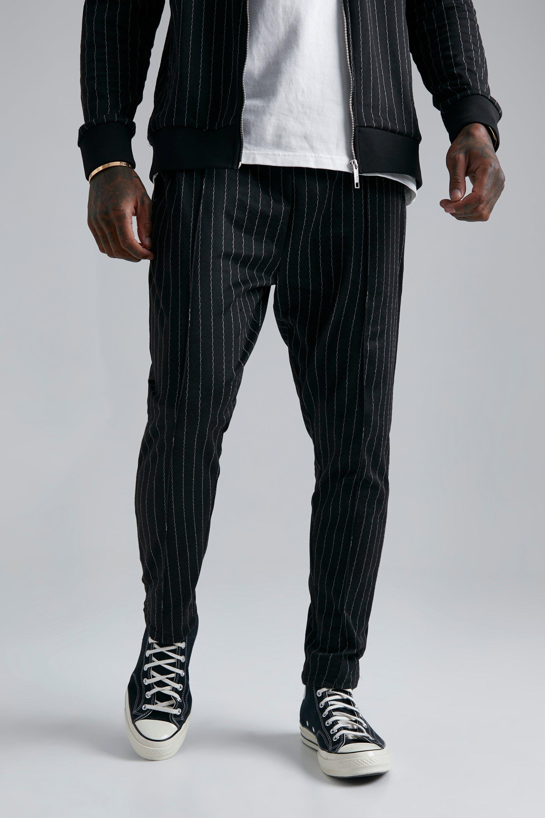 Skinny Fit Pinstripe Jacquard Pintuck Jogger