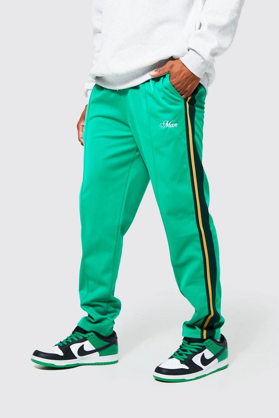 Green Regular Fit Tricot Man Tricot Tape Joggers image number 1