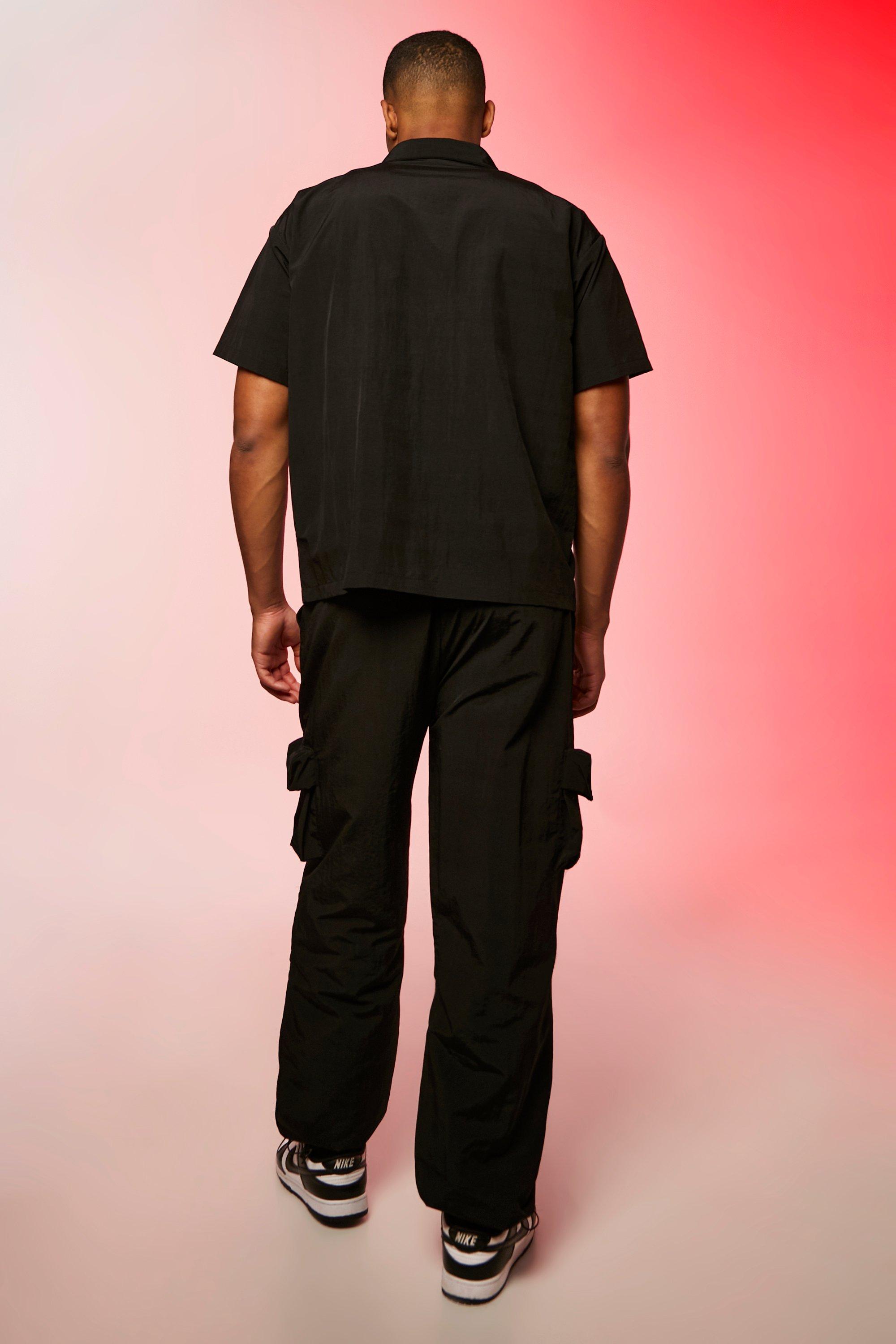 Tall Baggy Fit Crinkle Nylon Cargo Pants