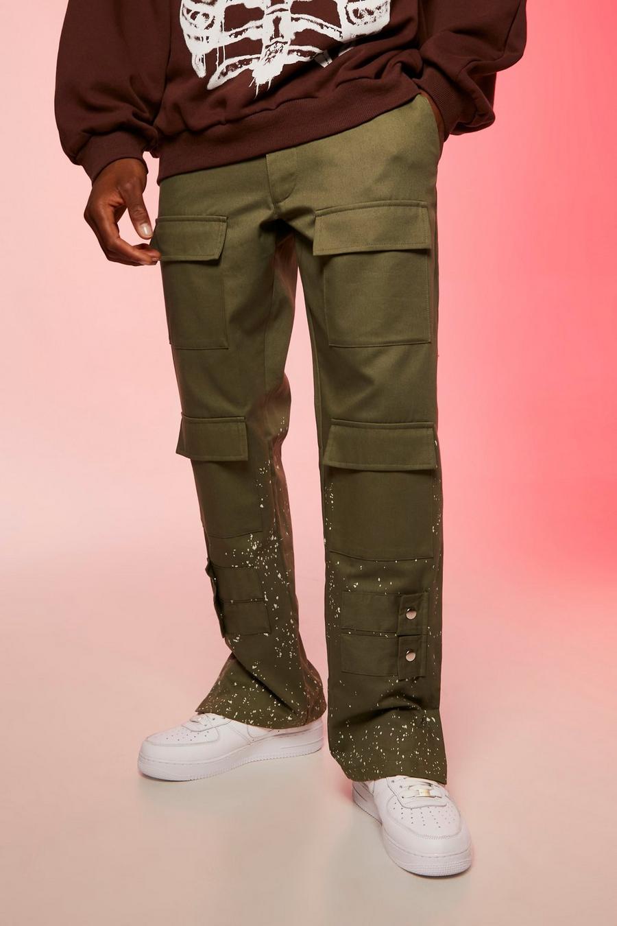 Olive Fixed Waist Straight Bleached Cargo image number 1