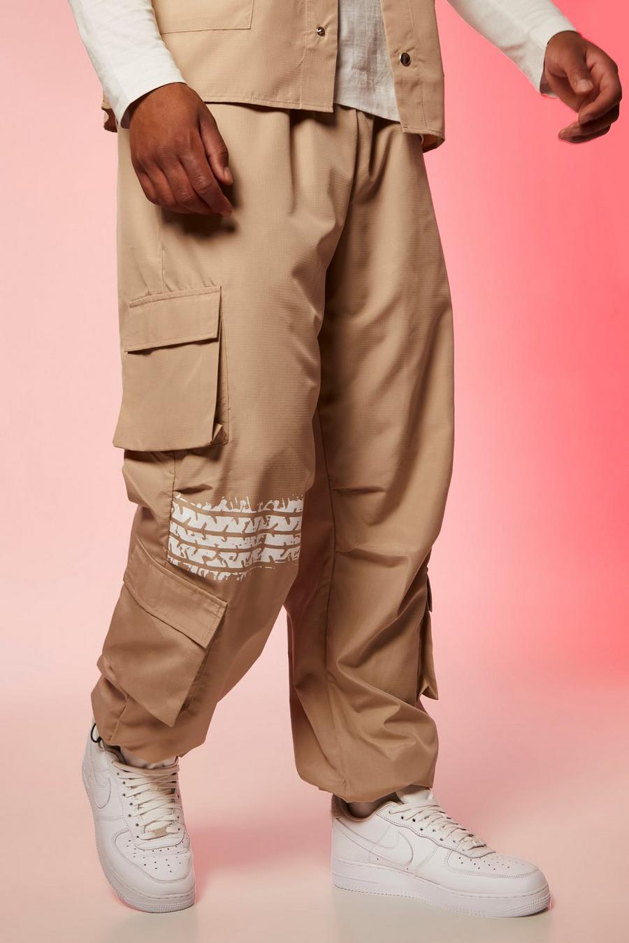 Taupe Tall Multi Pocket Baggy Ripstop Cargo Trouser image number 1