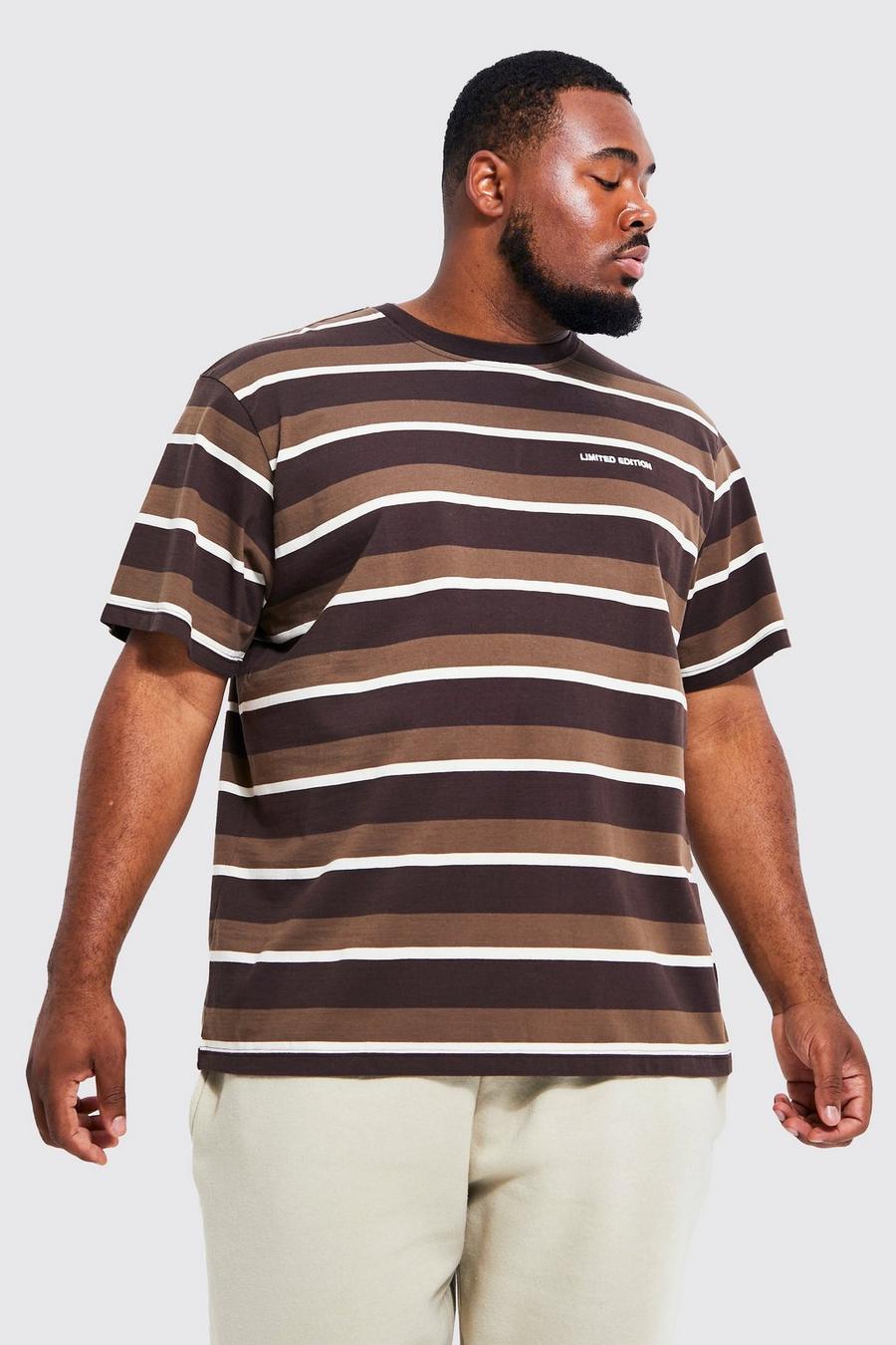 Grande taille - T-shirt ample rayé - Limited Edition, Brown image number 1