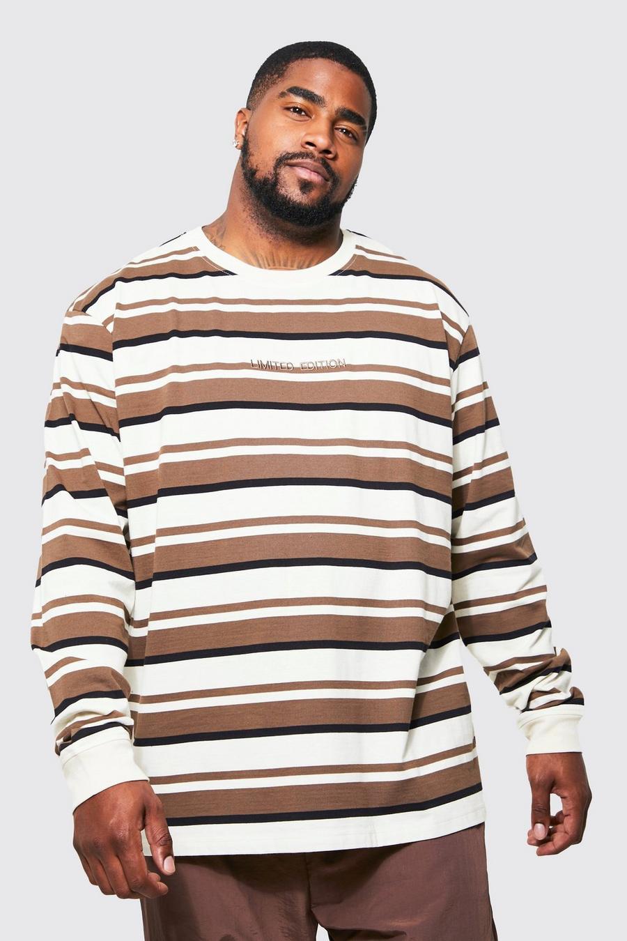 Sand Plus Loose Fit Long Sleeve Stripe T-shirt image number 1
