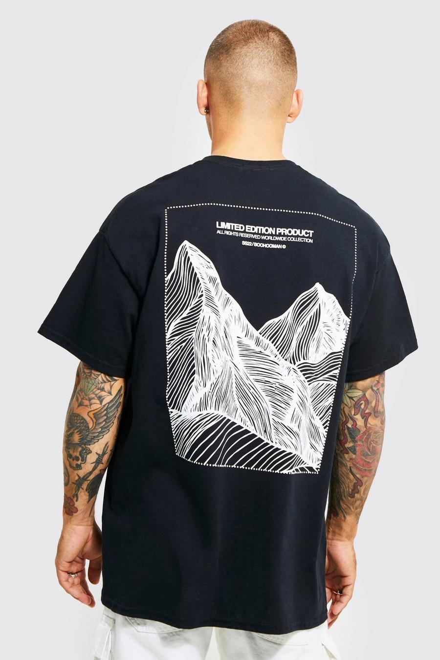 Black Oversized Mountain T-shirt image number 1